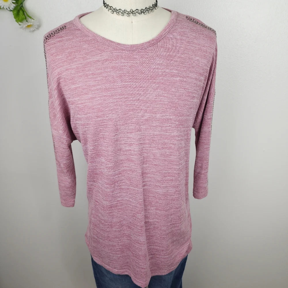 Cellbes Pink Sweater - Knit With Accents On Sleeves Sz XL